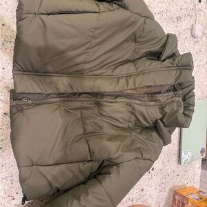 Olive Green Women's Puffer Jacket
